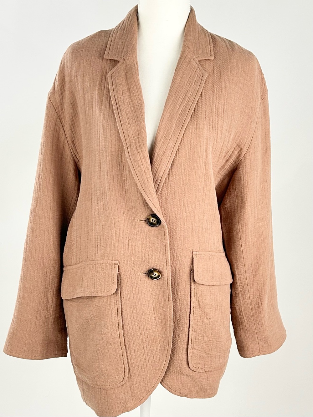 Madewell Relaxed Larsen Blazer M Faded Earth Cotton Linen Oversized
